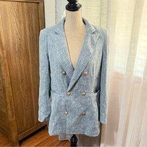 Chic Double-Breasted Blazer in Light Blue